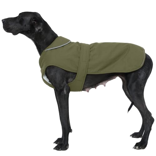 Kuoser Canvas Dog Coat, Warm Dog Jacket Reflective Fleece Pet Cold Weather Coat, Warm Doggie Clothes...