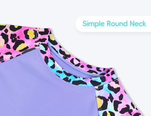 Image of Girls Swimsuit Long Sleeve Rush Guard Bathing Suit Swimwear with Bikini Bottom Sun Protection
