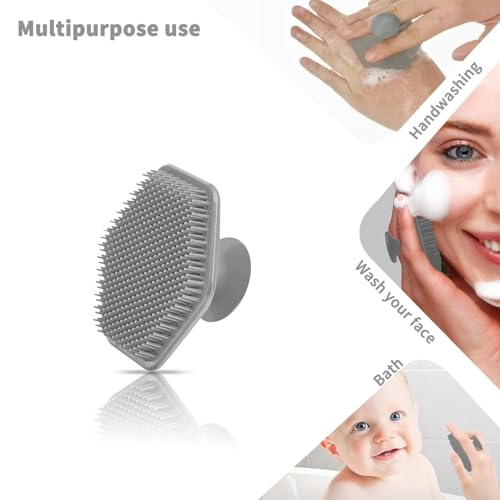 Image of VWMYQ Face Scrubber, Silicone Face Scrubber for Men, Gentle Exfoliator Pad & Massager, Facial Cleansing /Wash Brush - Removes Dead & Dry Skin (Light Grey, Hexagon)
