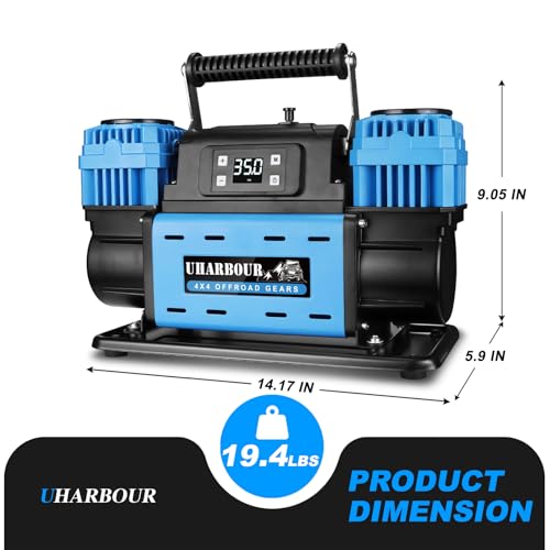 12V Offroad Air Compressor Auto Stop Dual Compressor with Digital LCD Dislplay, 12 Volt Off Road Air Compressor Heavy Duty comes with Carrying Bag