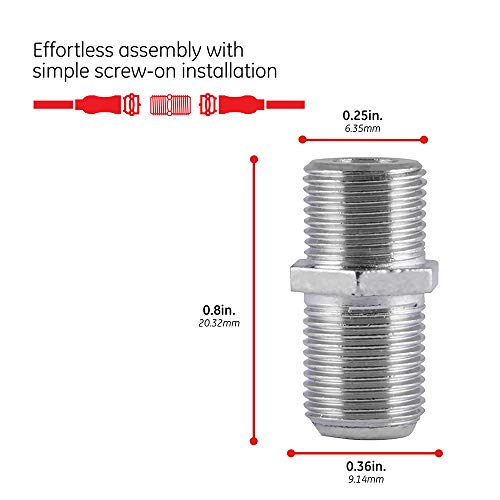 Ge Coaxial Cable Extension Adapter Couplers, 2-Pack, Works On F-Type Rg59 Rg6 Coax Cables, 23203 & Ge Digital 2-Way Coaxial Cable Splitter, 2.5 Ghz 5-2500 Mhz, Rg6 Compatible, Works #TOP2