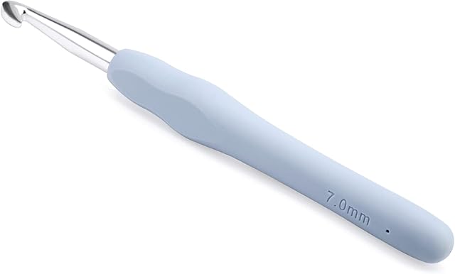 Extra Long Crochet Hooks, Aluminum Crochet Hook with Ergonomic Grip Soft Handles, Crochet Needles for Yarn Craft and Arthritic Hands (7mm)