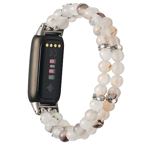 Image of Wongeto Compatible with Fitbit Luxe Bands,Fashion Handmade Elastic Stretch Pearl Bracelet Women Replacement Strap for Fitbit Luxe accssorises
