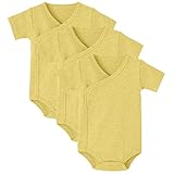 Baby 3 Pack Side-Snap Bodysuit Cotton Short Sleeve Pure Color Kimono Shirt Top 0-12 Months (6-9 Months, Yellow)