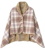 RIZUNTO Manta Bufanda Mujer Poncho Frazada Forro Polar Mantas con Botones a Presión Cálida Capa Térmica Envoltura Cardigan,31''x51''