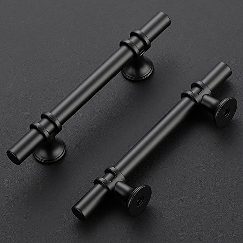 Image of Ravinte 5 Pack 6 Inch Cabinet Pulls Kitchen Cupboard Handles with Round Base Matte Black Drawer Pulls Cabinet Handles 6 inch Length,3.5 inch Hole Center