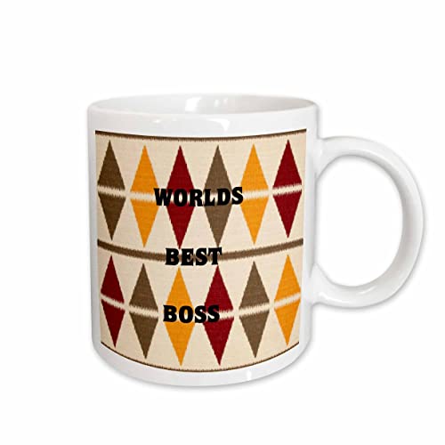 3dRose Worlds Best Boss On Olive Red n Mustard 11oz Mug