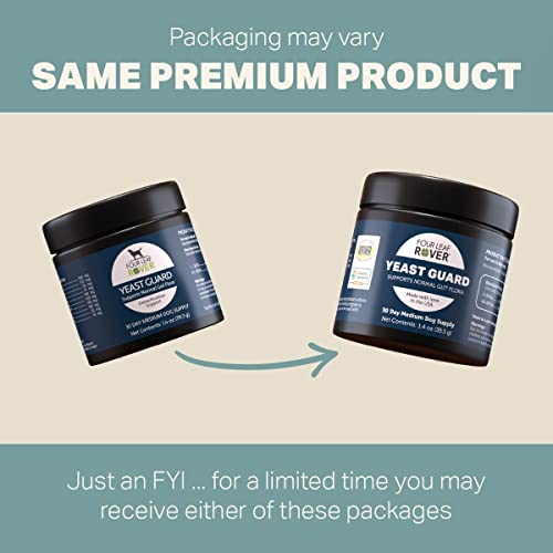 Four Leaf Rover: Yeast Guard - Dog Gut Health Probiotics Support Powder - Organic Herbs For Flora And Immune Support - 7 To 60 Day Supply, Depending On Dog’s Weight - Vet Formulated - For All Breeds #TOP5
