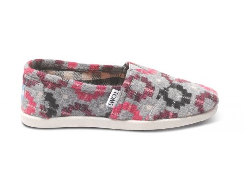 Youth Toms Classics Wool Blanket Pink Slip on Shoe