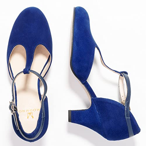 MOOMMO Women Elegant Kitten Heel Mary Jane Pumps Shoes Ankle T-Strap Round Closed Toe Cut-Out Dress Sandals Shoe Chunky Block Heels D-Orsay Suede Work Pump Fall fashion Office Wedding Spring 4-13 M US2