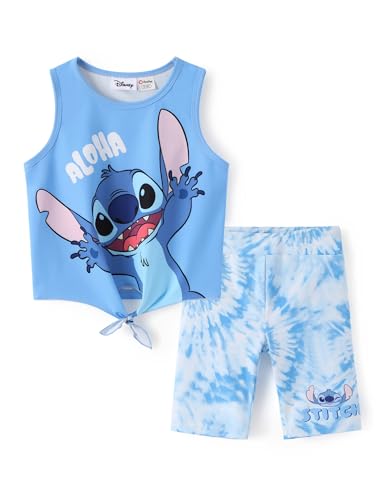 Image of Disney Stitch丨 Frozen丨 Minnie Mouse丨Princess丨Winnie Tank Top+Dolphin Shorts Girls Outfits Workout Athletic Set Summer