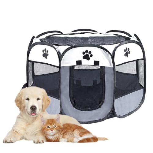 Faltbarer Haustier-Laufstall Für Hunde & Katzen - Hexagon Gehege Mit Wasserdichtem Boden