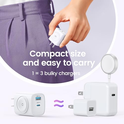 Oplader voor Apple Watch, 3-in-1 20W USB C Oplader PD 3.0 Snellader voor Apple Watch 10/9/8/7/6/Ultra/SE, USB C-oplaadkabel voor iPhone 16/15/15 Pro Max, voor iPad/Airpods, Zwart - Afbeelding 6