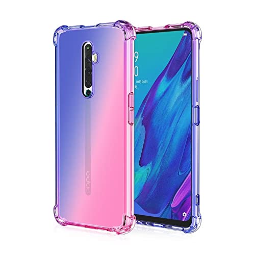 EASSGU Custodia per OPPO Reno2 Z (6.53' Inches), Cover Silicone TPU Colore Sfumato Trasparente, Custodia per Telefono Antiurto e Antigraffio - Blu Rosa