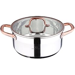 Cacerola De Cobre Precio Bergner Infinity Chef Cacerola de inducción con Tapa de Vidrio, Acero Inoxidable, Plateado, 24 cm