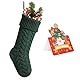 meioro Weihnachtsstrümpfe mit Grußkarte, 46cm/18in Große Größe Kabel Strick Weihnachtsstrümpfe, Kamin Hängende Weihnachtsstrümpfe für Urlaub Familie Party Festival Dekorationen (Grün, 1 Pack)