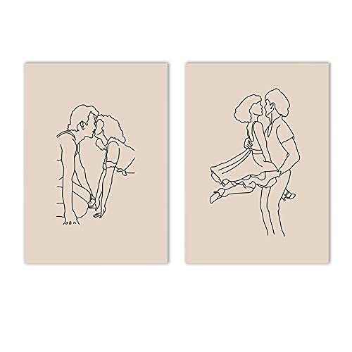 Toile peinture nordique décor maison couple baiser affiche art mural abstrait 50x70