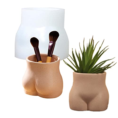 3D Body Concrete Flower Pot Vase Molds Succulent Planter Silicone Molds Pen Brush Holder Mold Storage Box Mold Epoxy Resin Cement Clay Mould