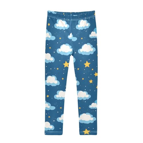 ALAZA Girls' Leggings Children's Yoga Pants Skinny Printed Dance Clouds Star Comfortable 4T