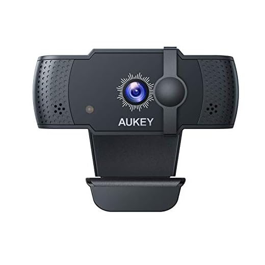 AUKEY Webcam 5 MP 1080p Full HD avec Mise au Point Automatique Microphone Stéréo, USB Caméra Web Fonctionne avec Skype, Zoom, WebEx, Lync, Compatible avec Windows, Mac et Android