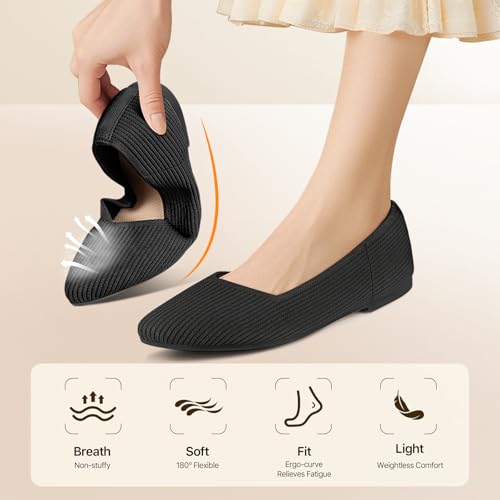 Women Flats Non Slip Work Shoes Pointed Toe Comfortable Dressy Casual Shoes Ballet Flats for Women4
