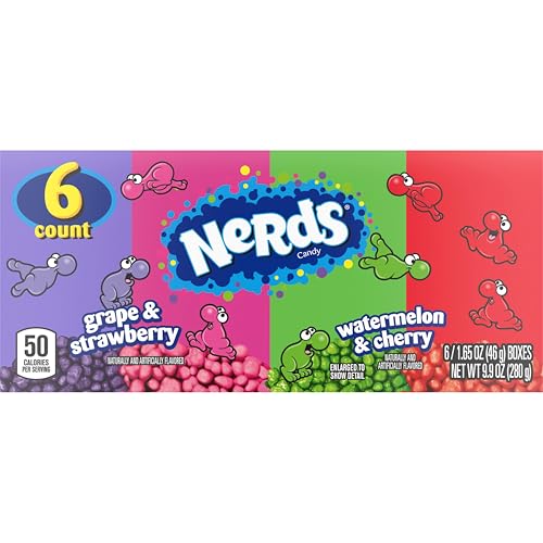 Image of NERDS Candy, Dual Variety Pack, Grape & Strawberry, Watermelon & Cherry, Crunchy Fruity Chews, 9.9 oz (Pack of 72)
