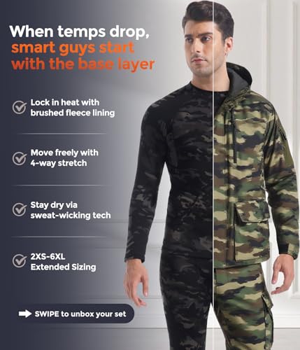 Image of CL convallaria Thermal Underwear Long Johns Set Mens Winter Gift Hunting Gear Sport Base Layer Bottom Top