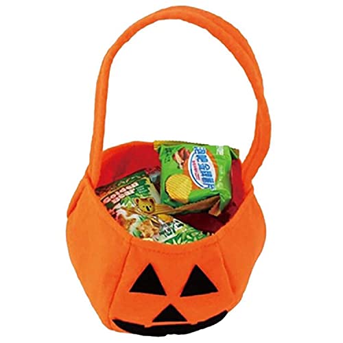 Image of Kaku Fancy Dresses Halloween Pumpkin Baskets for Kids | Halloween Pumpkin Trick or Treat Fabric Basket | Halloween Decoration Prop - Orange
