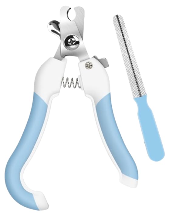Blue Pet Nail Clipper with File Stainless steel nail clipper with silicon handle, Dog and Cat