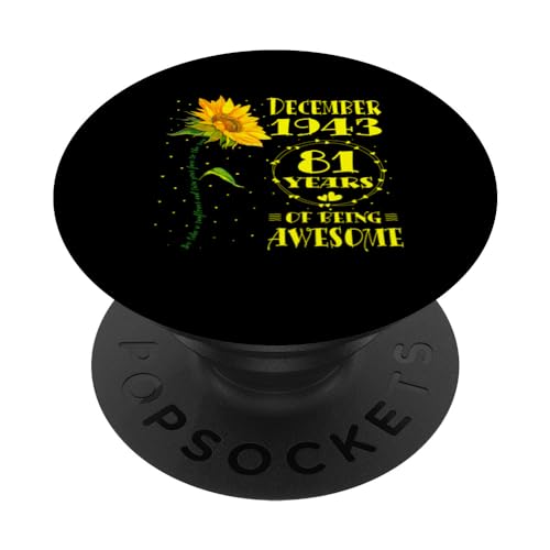 81 cumpleaños 81 Amante del girasol de un año nacido en diciembre de 1943 PopSockets PopGrip Intercambiable