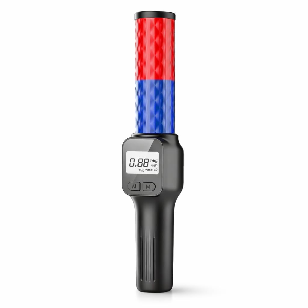 alcohol testing machine with flashlight baton, digital breath analyzer alcohol meter, alcohol detector device with led display, siren alert & type-c rechargeable