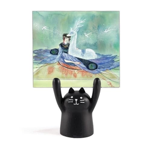 Support de mémo cerf blanc et chat noir pour notes de bureau