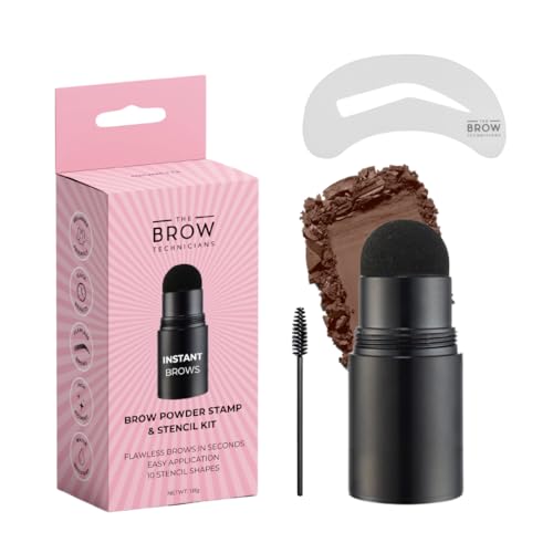 The Brow Technicians Eyebrow Stamping Kit - 10 Stencils, Instant Eyebrows, Powder Stamp, Time-Saving, Beginner-Friendly, Long-Lasting, Water-Resistant