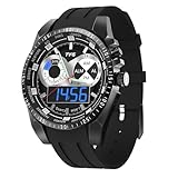 TVG Men's Watch, Sports Outdoor Waterproof Military Watch, Waterproof Rubber Silicone Strap Calendar LED Analog Watch, Multi-Function Tactical Alarm Stopwatch