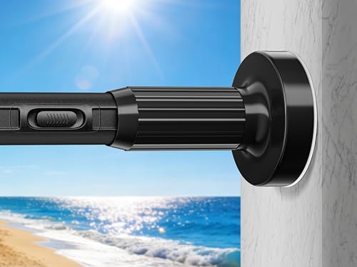 Tension Curtain Rod 41-157In-55Lb Outdoor Extra Long Curtain Rod No Drilling for Window or Bathroom Patio Adjustable Heavy Duty Shower Curtain Rod Easy to Install Never Rust Non-Slip-Black