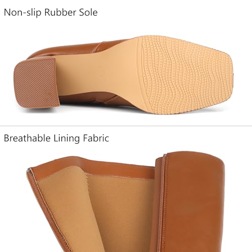 JOY IN LOVE Knee High Boots Women Chunky Block Heel Square Toe Zipper Boots4