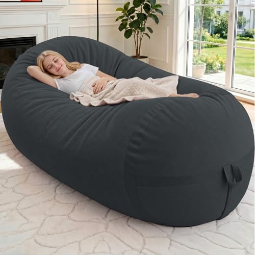 Image of 6FT Bean Bag Chair 6'Giant Bean Bag Chairs with Adults, Large Beanbag Chair | Bean bag Lounger with Machine Washable Cover Fine Corduroy Fabric, Comfy Chairs for Living Room Bedroom Dorm, Darkgrey