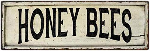 Chico Creek Signs Honey Bees Farmhouse Style Wood Look Sign Gift 6x18 Metal D6 x 18 Matte Finish Metal 106180028195