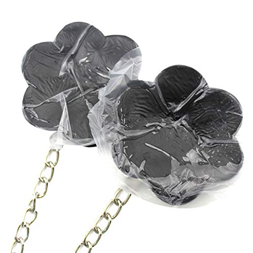 Amamcy Floral Rave Sexy Nipple Cover With Rivet Chain Reusable Leather Petal Pasties Nipple Sticker Breast Patches For Women Ladies Black #TOP4