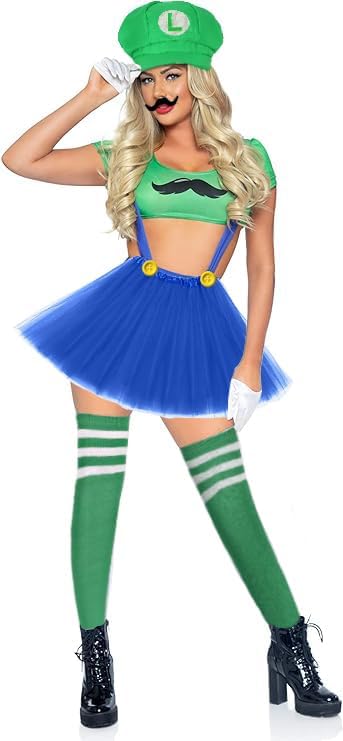 Miniatura 3 de ratote Disfraz de Mari y Luigi para adultos, mujeres y hombres, juego completo de accesorios de Halloween y cosplay con sombrero, bigote, guantes,