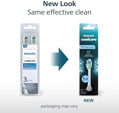 Philips Sonicare C2 Plaque Control - Genuine Replacement Electric Toothbrush Heads, White, 3 Pack, HX9023/65