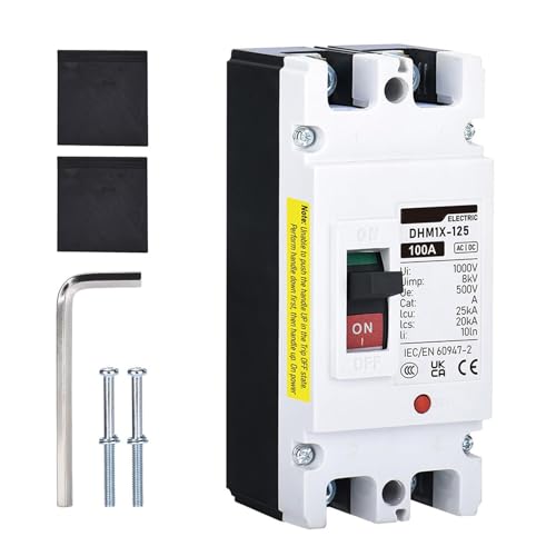 Opatiny PV per interruttore isolatore CC MCCB 2P 100A/125A 500V DC termico per interruttore magnetico per sistema solare, compatibile con applicazioni fotovoltaiche della batteria UPS