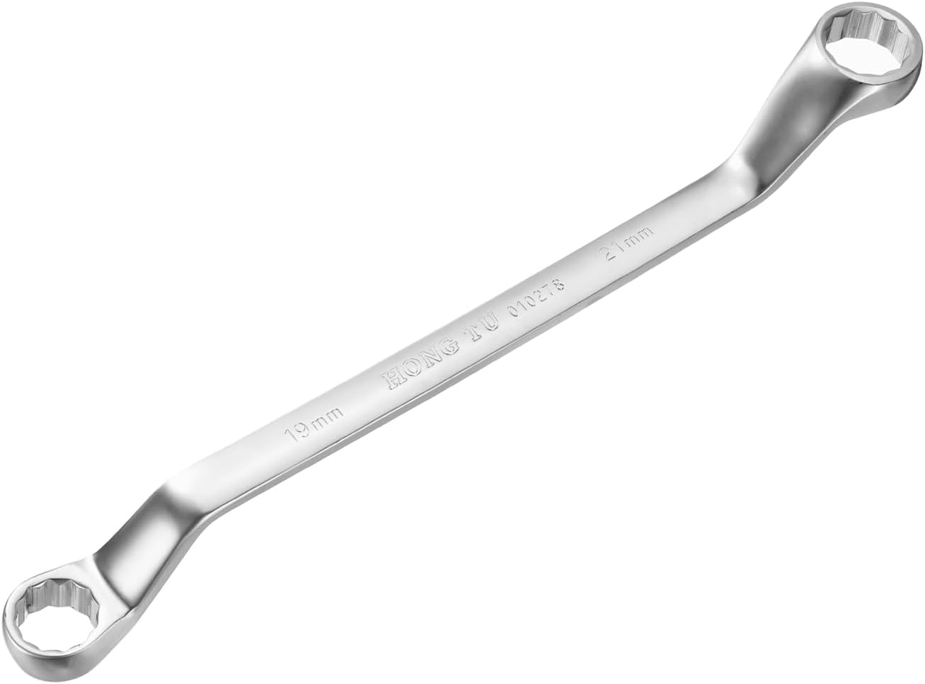 HARFINGTON Offset Extra Long Box End Wrench 19 x 21 mm Metric 12 Point 75 Degree Offset Double End Box Ratcheting Wrench Carbon Steel Polished Long Spanner Tools