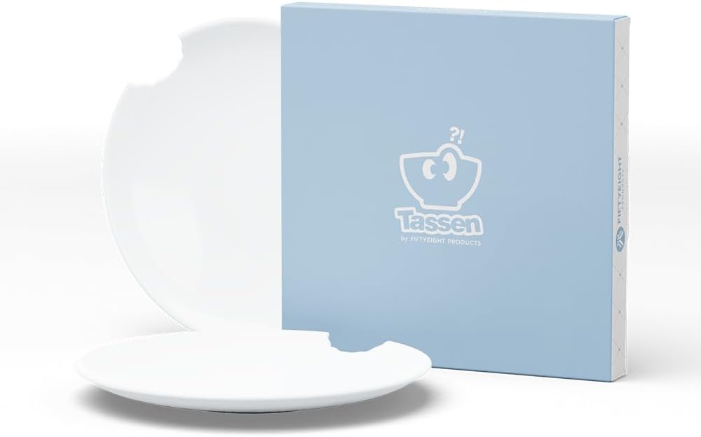 Fiftyeight Dessert Plates with Bite, Set of 2, White, Porcelain,