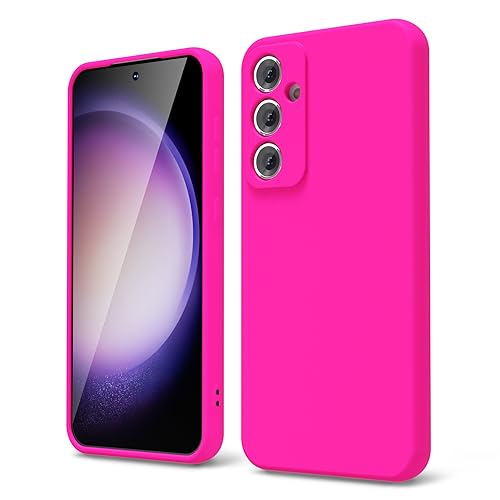 oakxco for Samsung Galaxy S23 FE Phone Case Liquid Silicone, Fluorescent Bright Solid Color, Cute Thin Slim Soft Rubber TPU Plain Smooth Gel Matte Protective Cover for Women Girl, Fuchsia Hot Pink by oakxco - Used condition - US$5.08