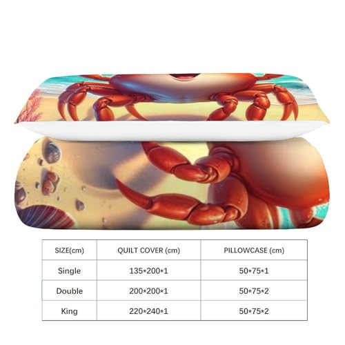 Housse de couette crabe microfibre imprimé 3D haute définition - 4