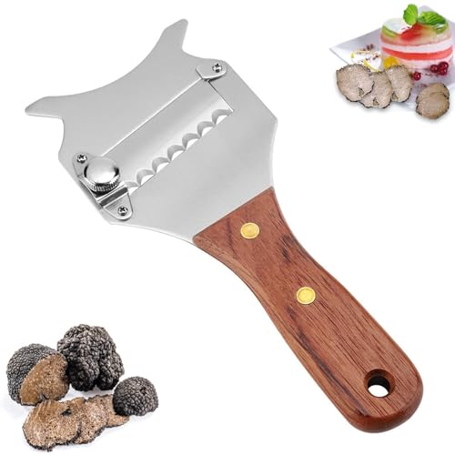 Truffle Slicer,Stainless Steel Chocolate Truffle Shaver ith Wooden Handle Adjustable Razor Sharp Blade Cheese Slicer Vegetable Mushrooms Cutter for Home Kitchen