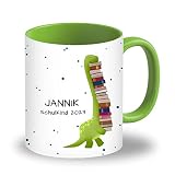 ✔ BRILLANTE FARBEN ☆ Egal ob Dino, Einhorn oder Traktor. Wir bringen Ihr Wunschmotiv per Sublimationsdruck hochwertig und in satten Farben auf eine weiße Tasse mit farbiger Innenseite.