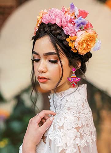 Cinco De Mayo Earrings for Women Colorful Beaded Fiesta Chill Dangle Earrings Statement Letter Drop Earrings Mexican Festival Jewelry Gifts2