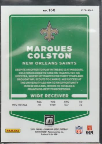 2021 Optic Marques Colston Saints PRIZM Football Card #168 image 4